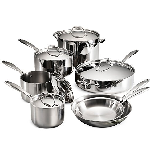 Tramontina 80116/249DS Gourmet Stainless Steel Induction-Ready Tri-Ply Clad 12-Piece Cookware Set, NSF-Certified, Made in Brazil