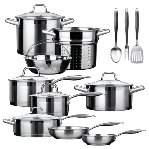 Duxtop SSIB-17 Professional 17 piece Stainless Steel Induction Cookware Set, Impact-bonded Technology