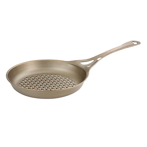 AUS-ION SATIN Open Flame Perforated Skillet, 10″ (25cm), 100-Percent Made in Sydney, 3mm Australian Iron, Commercial Grade Cookware