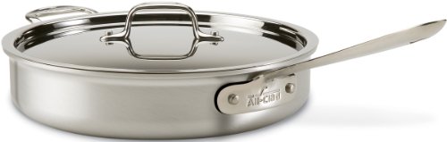 All-Clad 7403 MC2 Professional Master Chef 2 Stainless Steel Bi-Ply Bonded Oven Safe PFOA Free Saute Pan with Lid Cookware, 3-Quart, Silver