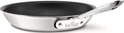 All-Clad BD55108NSR2 D5 Brushed 18/10 Stainless Steel 5-Ply Bonded Dishwasher Safe Nonstick Fry Pan Saute Pan Cookware, 8-Inch, Silver