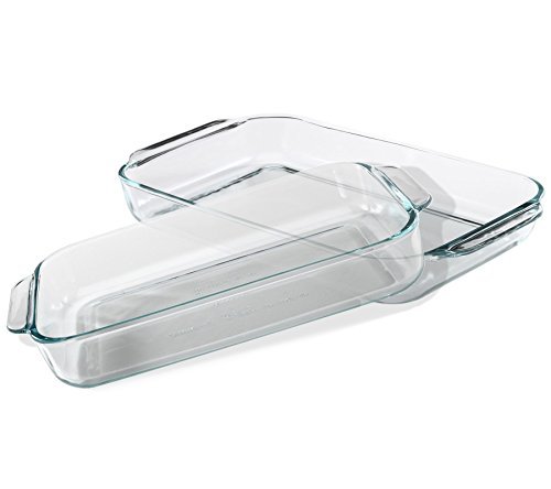 Pyrex Basics Clear Oblong Glass Baking Dishes, 4 Piece Value Plus Pack Set,