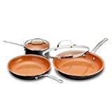Gotham Steel 5 Piece Kitchen   Essentials   Cookware Set with Nonstick Ti-Cerama Copper Coating Includes Multi Use Pan, 2 qt. Pot and 11” Fry Pan w Lid