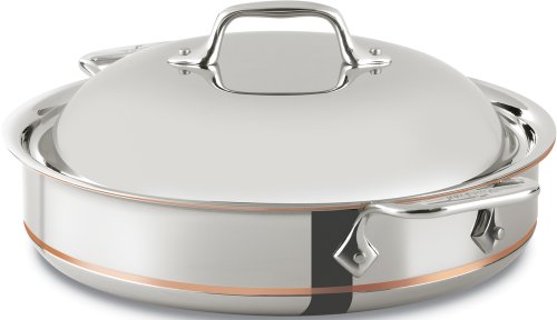 All-Clad 640318 SS Copper Core 5-Ply Bonded Dishwasher Safe Sauteuse with Domed Lid / Cookware,  3-Quart, Silver