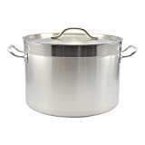 Induction Sauce Pan with Lid - Dual Handles - Reinforced - Stainless Steel - 22 Quart - Commercial Grade - 1ct Box - Met Lux - Restaurantware