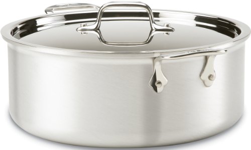 All-Clad 7508 MC2 Professional Master Chef 2 Stainless Steel Bi-Ply Bonded Oven Safe PFOA Free Stockpot with Lid Cookware, 8-Quart, Silver