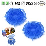 Bowl Covers Reusable Lid Covers Silicone Stretch Lids Cover for Bowls,Pots,Cups for Keeping Food Fresh,Dishwasher and Freezer Safe(12 Pack,Blue)