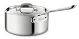 All-Clad 4203 Stainless Steel Tri-Ply Bonded Dishwasher Safe Sauce Pan with Lid/Cookware, 3-Quart, Silver
