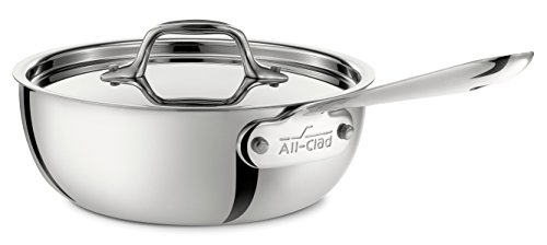 All-Clad 4213 Stainless Steel Tri-Ply Bonded Dishwasher Safe Saucier Pan with Lid / Cookware, 3-Quart, Silver