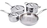 HUFTGOLD Stainless Steel Cookware Set, 7-Piece Tri-Ply Professional Cookwares, Nonstick Induction Cookware Set