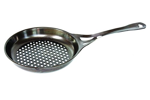 AUS-ION Open Flame Perforated Skillet, 10″ (25cm), Smooth Finish, 100% Made in Sydney, 3mm Australian Iron, Commercial Grade Cookware