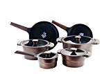 DANIALLI 10-Piece Aluminum Nonstick Cookware Set, Metal Utensil Safe, Non Stick Cookware with Teflon Platinum Plus Coating Technology,  Removable Silicone Handles, Induction Cookware, Chocolate Model