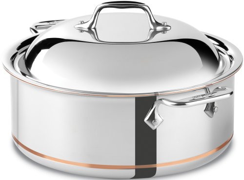 All-Clad 650618 SS Copper Core 5-Ply Bonded Dishwasher Safe Round Roaster/Cookware, 6-Quart, Silver