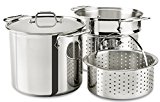 All-Clad E9078064 Stainless Steel Multicooker with Perforated Steel Insert and Steamer Basket, 8-Quart, Silver