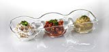 James Scott Bormioli European Made Clear Divided Bowls Server Relish Tray, Buffet Server for Candy, Nuts and Dips. 3-Section Dip and Condiment Server Measures -15