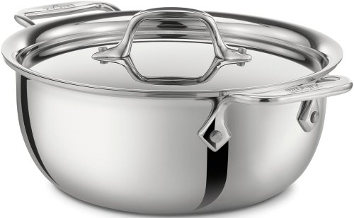 All-Clad 421349 Stainless Steel Tri-Ply Bonded Dishwasher Safe Cassoulet with Lid/Cookware, 3-Quart, Silver