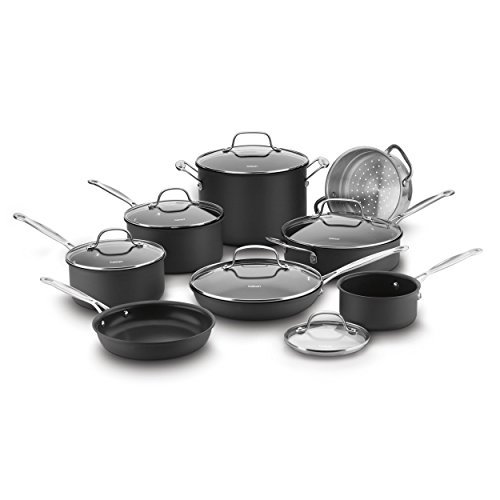 Cuisinart 66-14N 14 Piece Chef’s Classic Non-Stick Hard Anodized Cookware Set, Gray