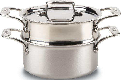 All-Clad BD55303 D5 Brushed 18/10 Stainless Steel 5-Ply Bonded Dishwasher Safe Casserole with Lid and Steamer Cookware, 3-Quart, Silver
