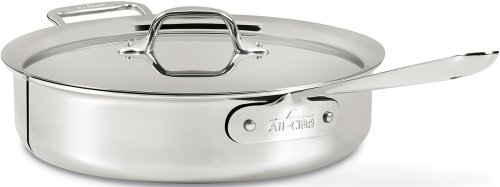 All-Clad 4406 Stainless Steel  6-Qt Try-Ply Saute Pan with Lid 