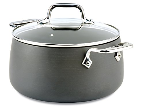 All-Clad E7854464 HA1 Hard Anodized Nonstick Dishwasher Safe PFOA Free Soup Pot/Stock Pot Cookware, 4-Quart, Black