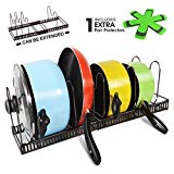 Expandable Pan Organizer Rack With 3 Pan Protector Holds 7 Pans & Lids Adjustable Cookware Rack For Kitchen Organization And Storage Masthome