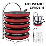 Lifewit Adjustable Pan Pot Organizer Rack for 8 9 10 11 12 inch Cookware, 5-Tier Cookware Holder for Cabinet Worktop Storage, 18/10 Stainless Steel