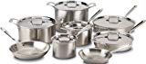 All-Clad BD005714 D5 Brushed 18/10 Stainless Steel 5-Ply Bonded Dishwasher Safe Cookware Set, 14-Piece, Silver