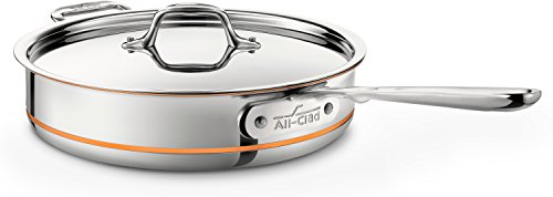 All-Clad 6403 SS Copper Core 5-Ply Bonded Dishwasher Safe Saute Pan with Lid/Cookware,  3-Quart, Silver