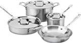 All-Clad BD005707-R D5 Brushed 18/10 Stainless Steel 5-Ply Bonded Dishwasher Safe Cookware Set, 7-Piece, Silver