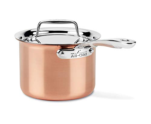 All-Clad Copper C4202 C4 2 Qt. Saucepan with Lid, Cookware