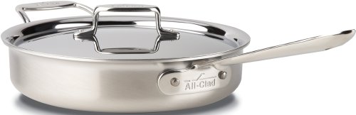 All-Clad BD55403 Unisex D5 Brushed 3 Quart Saute Pan with Lid Stainless Steel Skillet