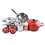 Le Creuset 11 Piece Cherry Cookware Set with Bonus Le Creuset Stainless Steel Cleaner