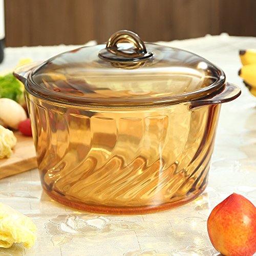 YITA Made in France 5.0L Round Stewpot with Glass Cover for cooking Soup, Frying, Steaming, Deep Frying, Boiling and More